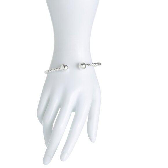 MILOR SILVER Silver Made In Italy Sterling Silver Beaded Cuff Bracelet - Picture 2 of 2